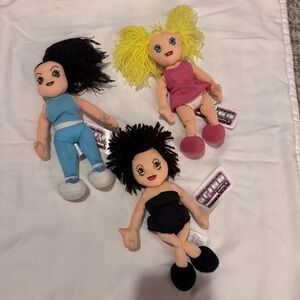 Vintage Set 3 Spice Girls Bean Bag Dolls by Idea Factory 1998 Sporty Posh Baby